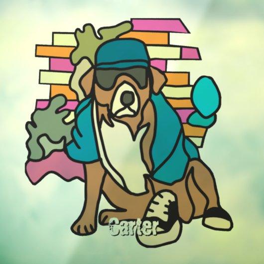 Street Retro Dog, Cap and Sneakers | Funny Fensteraufkleber (Blatt 3)