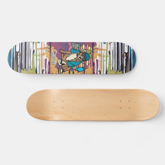 Street Retro Dog, Cap and Sneakers | Funny Skateboard (Horizontal)