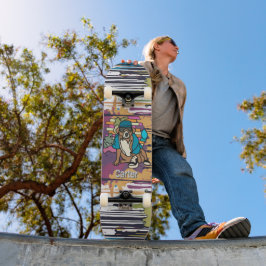 Street Retro Dog, Cap and Sneakers | Funny Skateboard