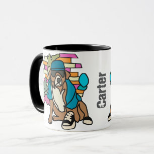 Street Retro Dog, Cap and Sneakers   Funny Tasse
