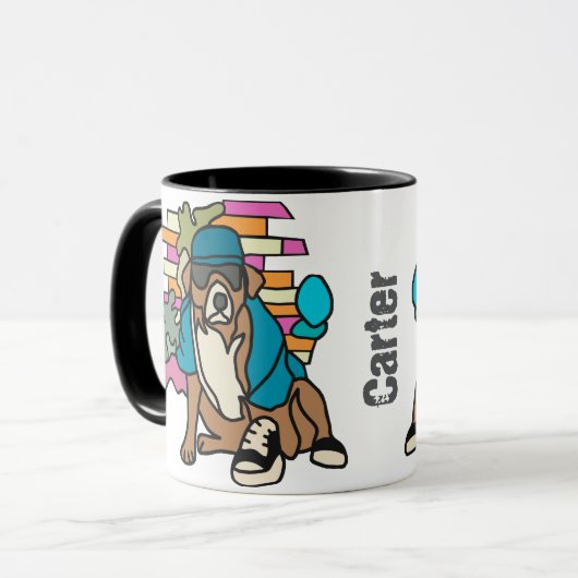 Street Retro Dog, Cap and Sneakers | Funny Tasse (Vorderseite Links)