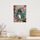 Street Retro Dog, Cap and Sneakers | Funny Throw Poster (Küche)