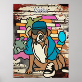 Street Retro Dog, Cap and Sneakers | Funny Throw Poster (Vorne)