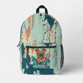 Street Retro Dog mit Gitarre | Funny Bedruckter Rucksack