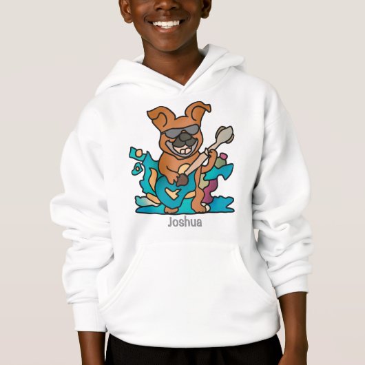 Street Retro Dog mit Gitarre | Funny Hoodie (Vorderseite)
