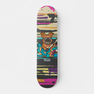 Street Retro Dog mit Gitarre   Funny Skateboard