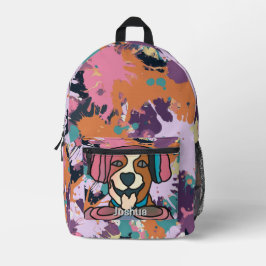Street Retro Dog mit Kopfhörern | Funny Bedruckter Rucksack