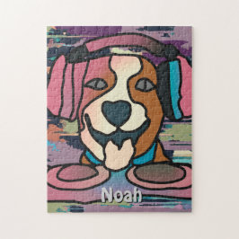 Street Retro Dog mit Kopfhörern | Funny Puzzle