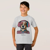 Street Retro Dog mit Kopfhörern | Funny T-Shirt (Vorne ganz)