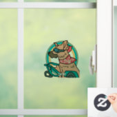Street Retro Dog mit Sonnenbrille | Funny Fensteraufkleber (Zuhause)