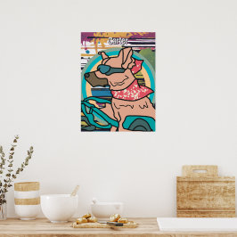 Street Retro Dog mit Sonnenbrille | Funny Poster