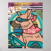 Street Retro Dog mit Sonnenbrille | Funny Poster (Vorne)