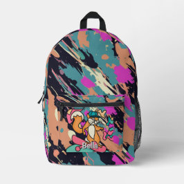 Street Retro Eichhörnchen auf Skateboard | Funny Bedruckter Rucksack