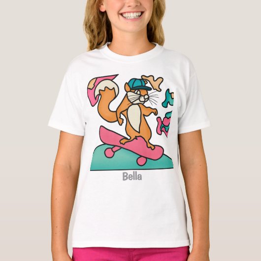 Street Retro Eichhörnchen auf Skateboard | Funny T-Shirt (Vorderseite)