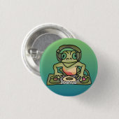 Street Retro Frog mit Kopfhörern | Funny Button (Vorne & Hinten)