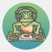 Street Retro Frog mit Kopfhörern | Funny Runder Aufkleber (Vorderseite)