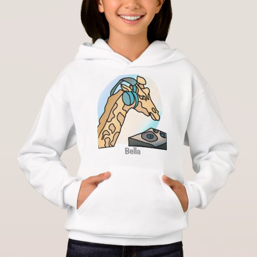 Street Retro Giraffe mit Kopfhörern | Funny Hoodie (Vorderseite)