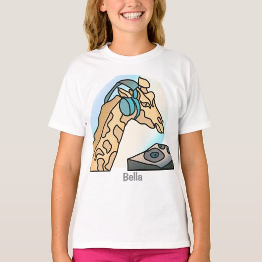 Street Retro Giraffe mit Kopfhörern | Funny T-Shirt (Vorderseite)