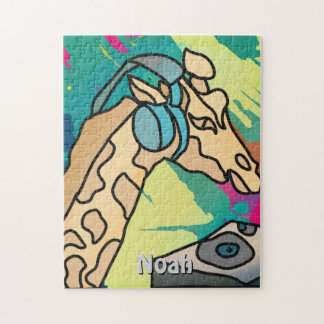 Street Retro Giraffe mit Kopfhörern Puzzle