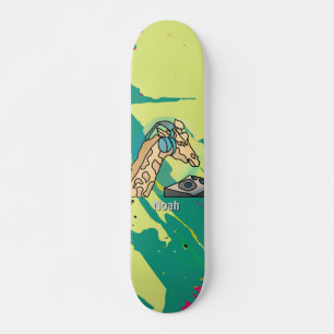Street Retro Giraffe mit Kopfhörern Skateboard