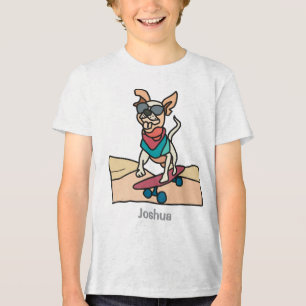 Street Retro Hund mit Sonnenbrille auf Skateboard Tri-Blend Shirt