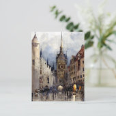 Street Scene in München, Ross Turner Postkarte (Stehend Vorderseite)