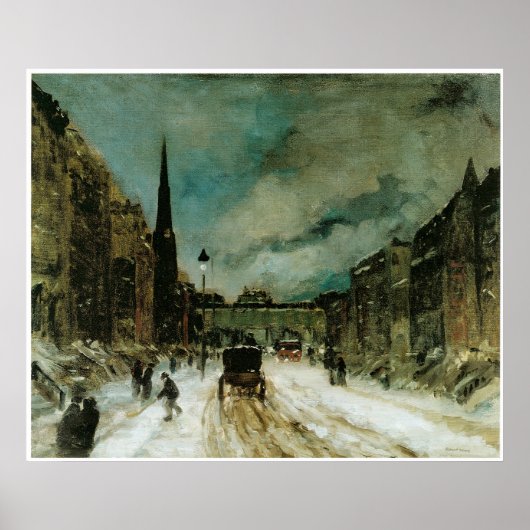 Street Scene with Snow (57th St. NYC) 1902 Poster (Vorne)