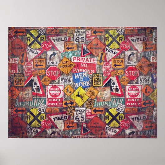 Street Signs Poster für Decoupage oder Collage Pap (Vorne)