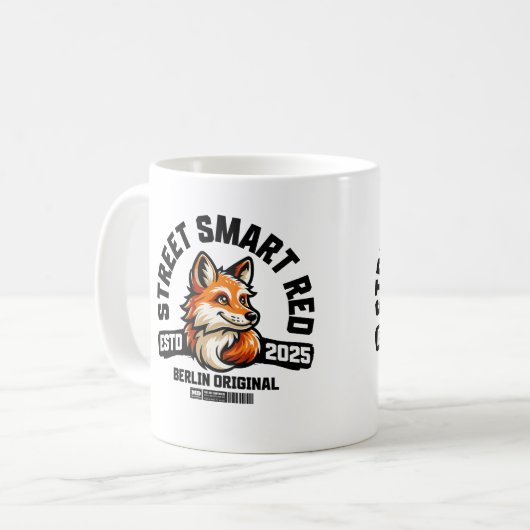 Street Smart Red Fox – Berlin Original Urban Vibes Kaffeetasse (Vorderseite Links)
