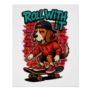 Street Style Beagle Skateboardfahren Graffiti Kuns Poster