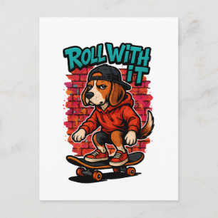 Street Style Beagle Skateboardfahren Graffiti-Kuns Postkarte