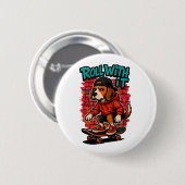 Street Style Beagle Skateboarding Graffiti Art Button (Vorne & Hinten)