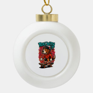 Street Style Beagle Skateboarding Graffiti Art Keramik Kugel-Ornament