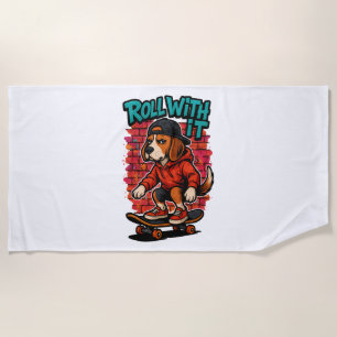 Street Style Beagle Skateboarding Graffiti Art Strandtuch