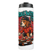Street Style Beagle Skateboarding Graffiti Art Thermosbecher (Vorderseite)