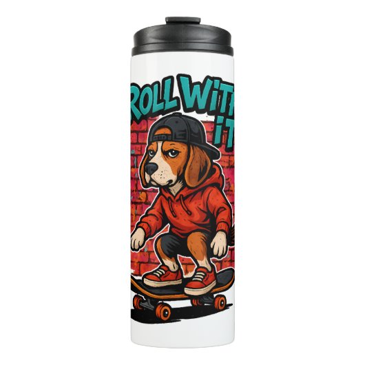 Street Style Beagle Skateboarding Graffiti Art Thermosbecher (Vorderseite)