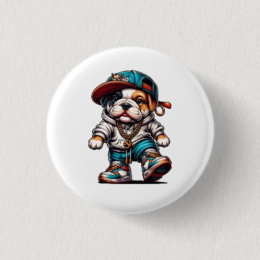 Street Style Bulldog Abzeichen Button (Vorderseite)