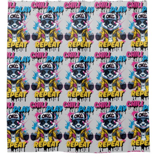Street Style Panda Energy Duschvorhang (Vorderseite)