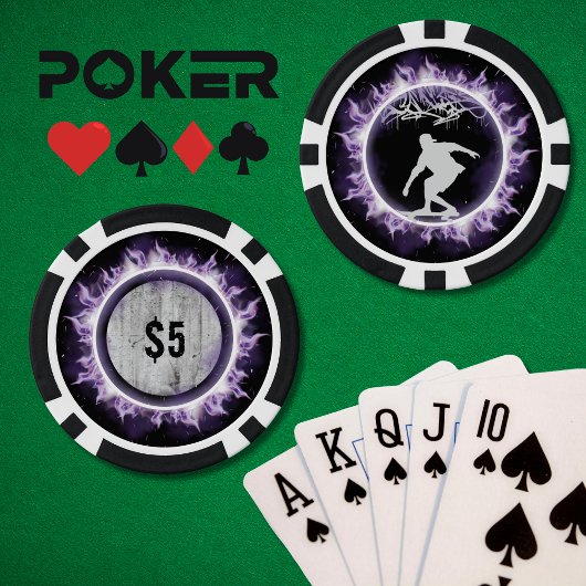 Street Style Skateboarder Lila Poker Game Chip