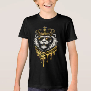 Street Style Wilder Löwe Mit Krone Und Kette Tri-Blend Shirt