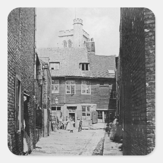 Street-Szene im Viktorianischen London Quadratischer Aufkleber (Vorderseite)