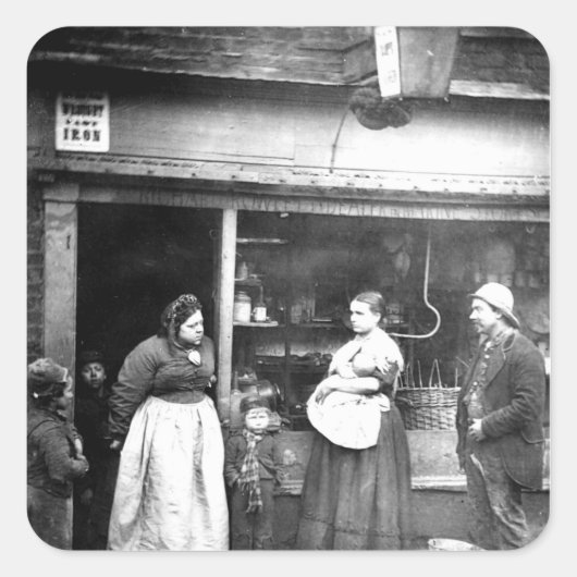 Street-Szene im Viktorianischen London Quadratischer Aufkleber (Vorderseite)