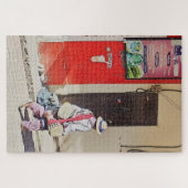 Street Vendor by Red Wall Puzzle (Horizontal)