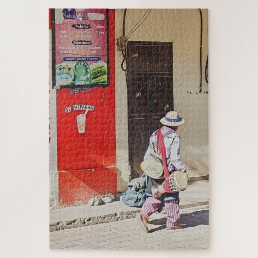 Street Vendor by Red Wall Puzzle (Vertikal)