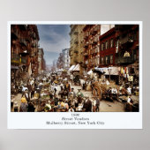 Street Vendors on Mulberry St. New York City 1900 Poster (Vorne)