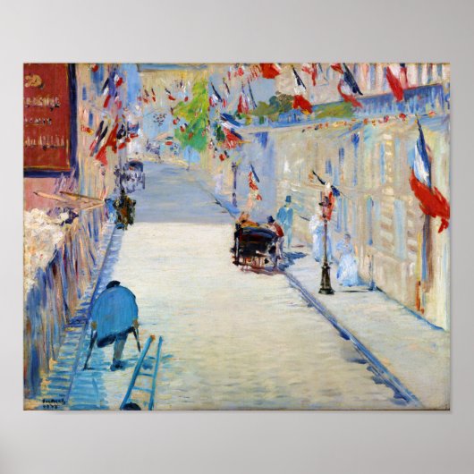 Street with French Flags, Manet Poster (Vorne)