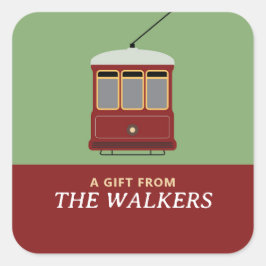 STREETCAR (RED) QUADRATISCHER AUFKLEBER