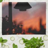 Streetlight Silhouette Sonnenuntergang Baumwolle K Handtuch (Gefaltet)