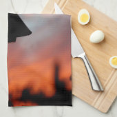 Streetlight Silhouette Sonnenuntergang Baumwolle K Handtuch (Viertel Falte)