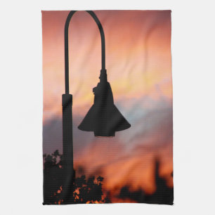 Streetlight Silhouette Sonnenuntergang Baumwolle K Handtuch